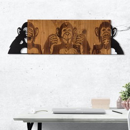 Wallity Escultura de pared I didn't see I didn't hear I don't know Negro y Nogal